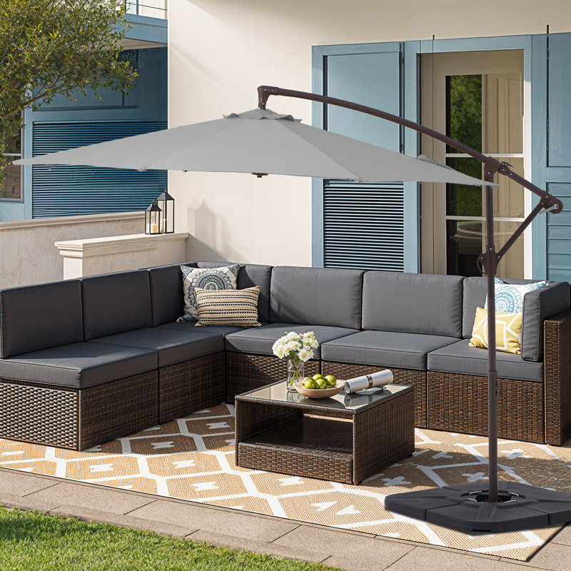 Parasol en porte-à-faux 10 pi Hawkinsville, Gris clair