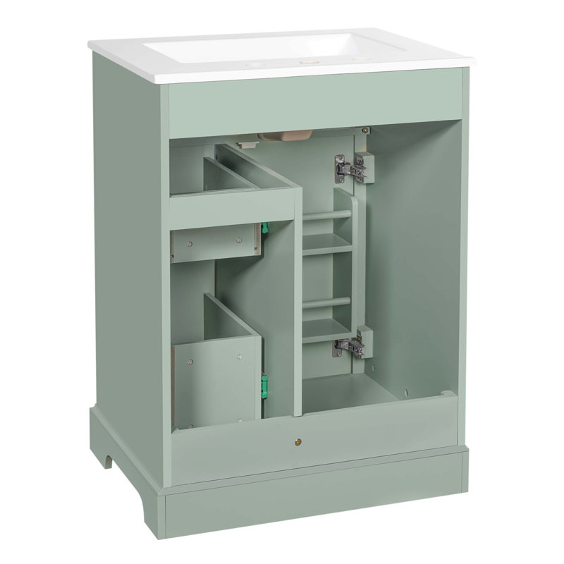 Meuble-lavabo vert 24 po avec lavabo, Vert