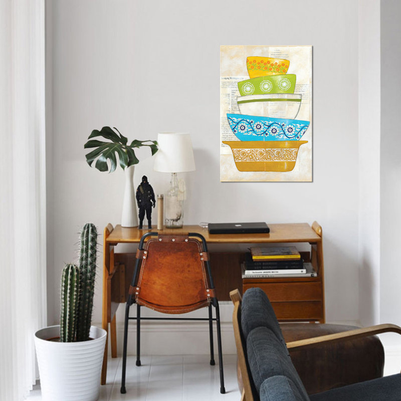 « rétro ware iv », reproduction d’impression sur toile, H 26 po x l 18 po x P 1,5 po, Toile tendue, Pas de tapis