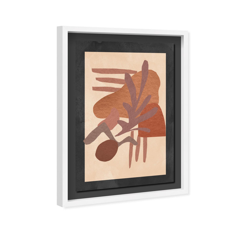 Oliver Gal Shapes in Copper Abstract - Luxury Black Mat Framed Shadowbox Art, White, 56" H x 38" W