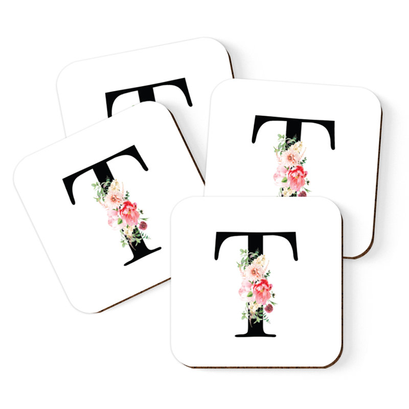 Sous-verre à motif floral rosé, T
