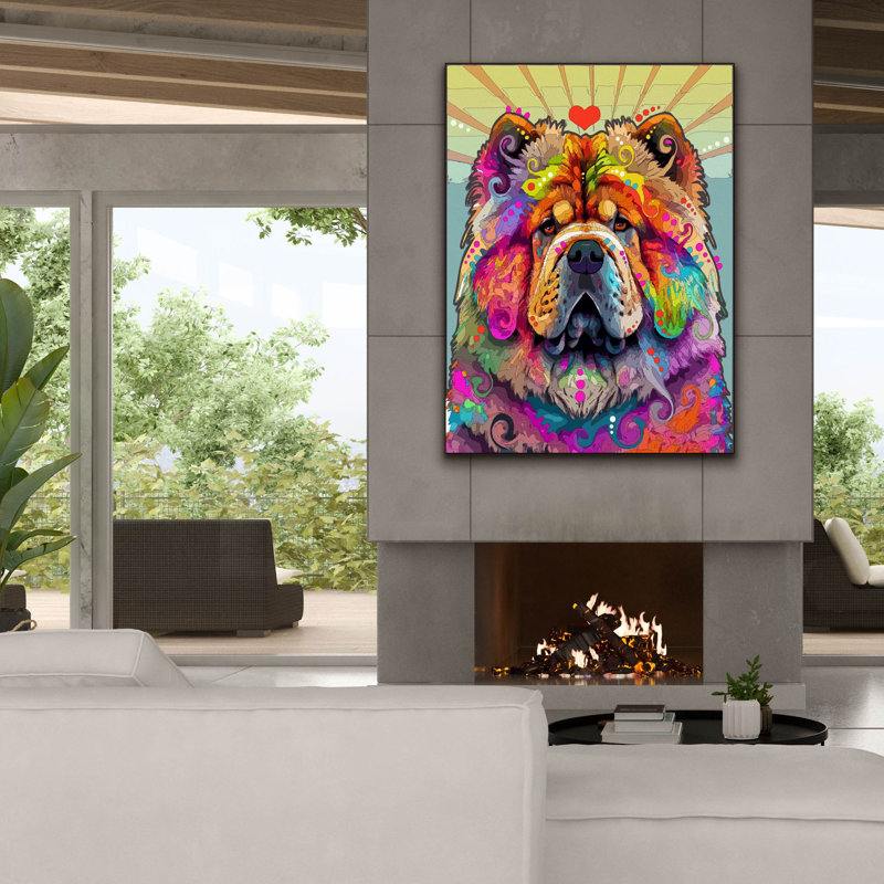 Toile épique Graffiti «Chow Chow» par Dean Russo, 40 po x 54 po