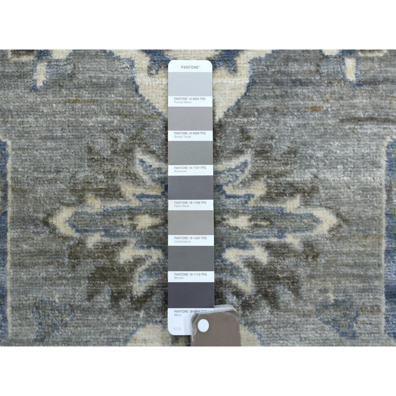 Tapis de couloir oriental gris en laine noué à la main 2 pi 6 po x 11 pi 6 po avec motif géométrique F6B2512B4D084FA1B404794A50447813