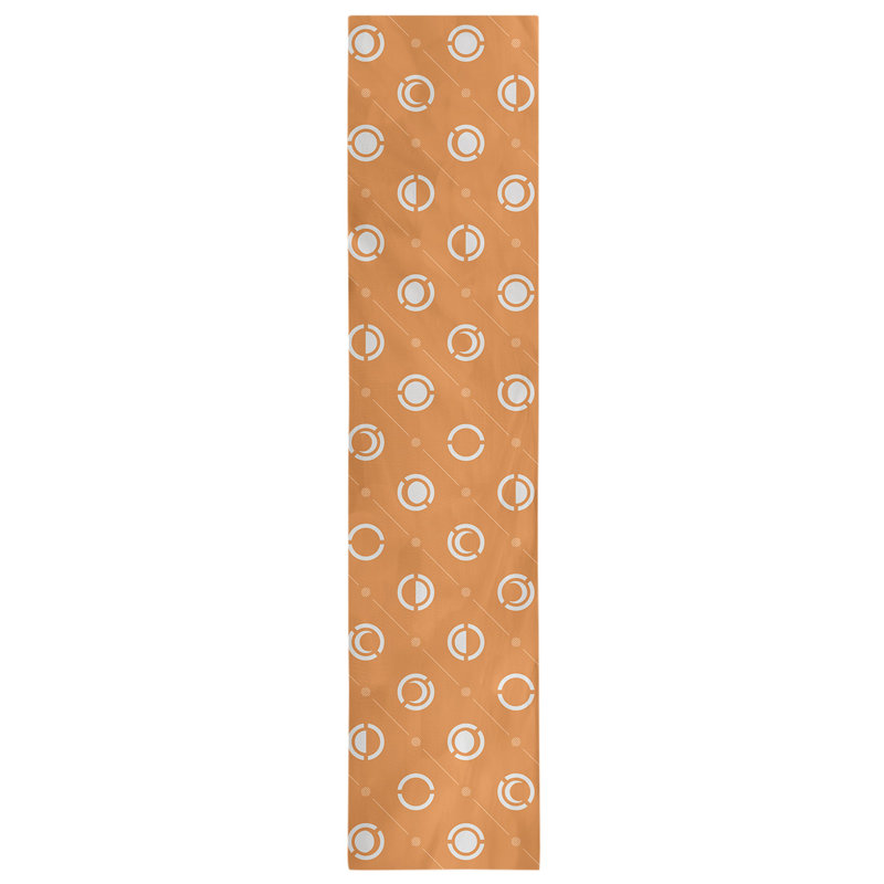 Classic Moon Phases Table Runner, 16" x 90", White/Orange