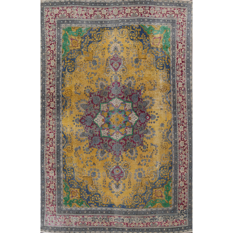 Tapis unique en laine noué à la main 9 pi 2 po x 12 pi 7 po Naquan