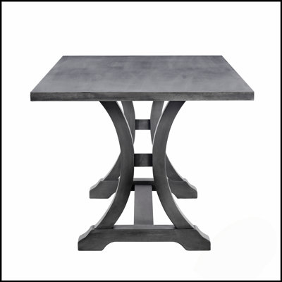 Ensemble de table de salle à manger 6 pièces, table à tréteaux rectangulaire et 4 chaises et banc rembourrés pour une salle à manger élégante
