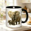 1pc Elephant family patternfeaturing decorative and exquisite natural guardians Ceramic Coffee Mug Coffee Cup Tea Mug Thanksgiving.