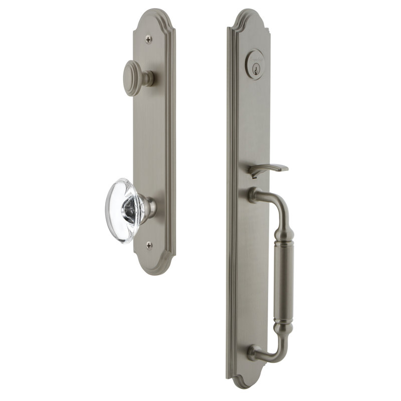Ensemble de poignées factices Arc inactive avec poignée en C et bouton Provence, Nickel satiné