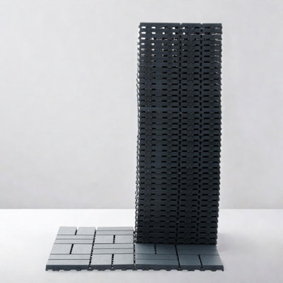 Plastic Interlocking Waterproof Deck Tiles for Outdoor and Indoor Use, 44 Pack, 12 x 12 Inches