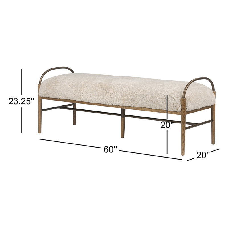 Demi Upholstered Bench, Beige Shearling