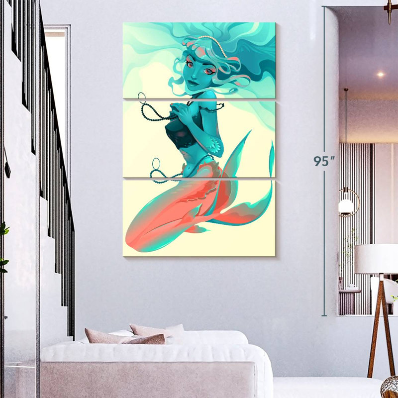 Portrait de sirène Kelan, H 74 po x l 48 po