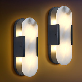 2-Light Wall Mounted Alabaster Sconces (Set of 2)