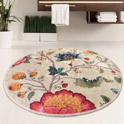 Tapis de bain de qualité supérieure, diamètre de 39,4 pouces, 100% polyester, antiallergique, anti-poussière et antitache, surface antidérapante | Lavable à la machine à 86 ° F, 700 g / m² | Doux et durable pour la sécurité et le confort de la salle de bain
