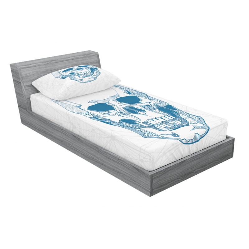 Ensemble de draps Skull with Science Elements, Ensemble de draps pour lit simple avec drap-housse