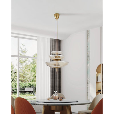 Fiorello 21-inch 6-light Brushed Gold Pendant Light with Smoked Amber Glass Shades