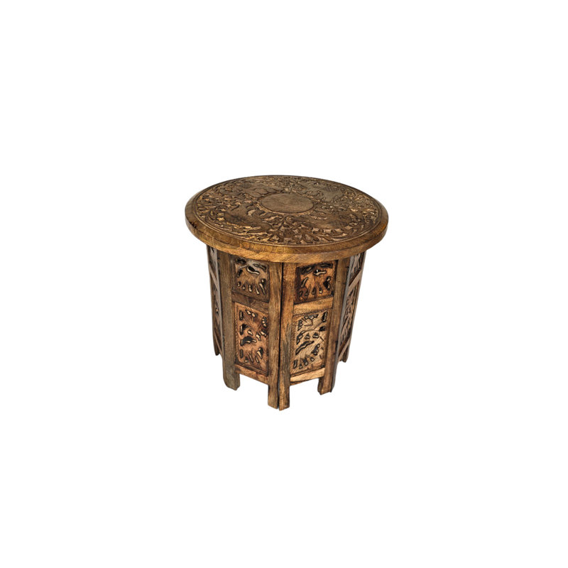 Beckette Solid Wood Frame End Table, Antique Brown, 38cm H x 38cm W x 38cm D
