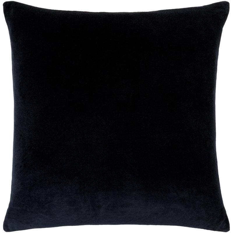 Coussin en coton Denny, H 20 po x l 20 po, Inférieur, Noir