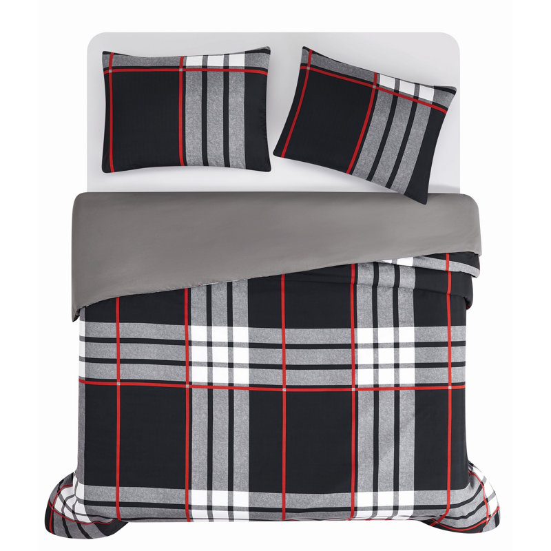 Ensembles de couette en microfibre à carreaux vraiment doux Danbury, Housse de couette simple TG et 1 taie décorative