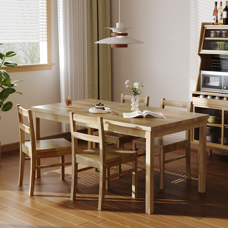 Solid Wood Dining Set, Yellow