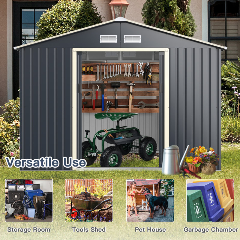Gymax 9' X 8' Metal Traditional Storage Shed
