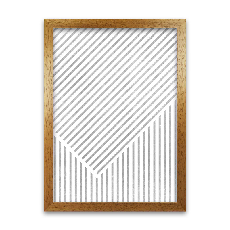 Mid Century Texture Lines A - Print, Oak Frame, 42cm H x 30cm W x 3cm D