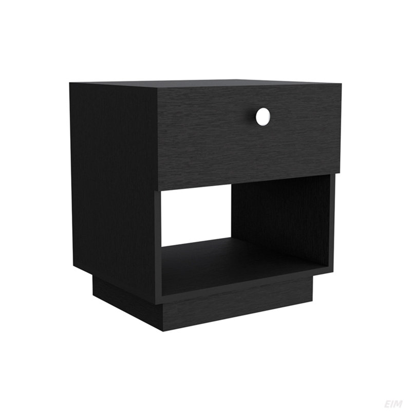 1 Drawer Nightstand, Open Lower Shelf, Secure Storage