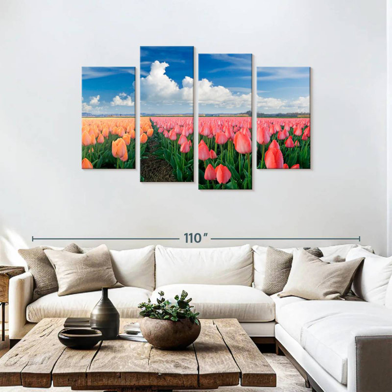 Tulipes roses et orange Alvord, H 48 po x l 75 po