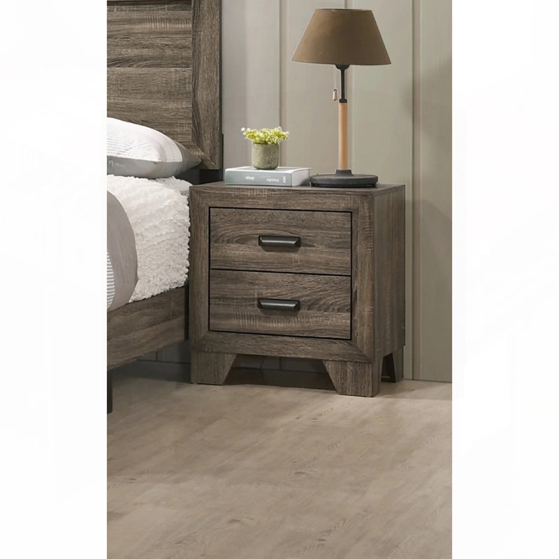 Table de chevet transitionnelle à 2 tiroirs, table de chevet pour chambre à coucher