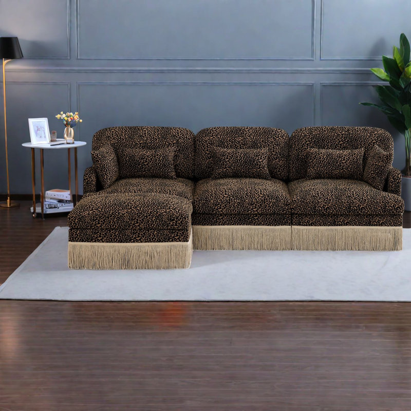 Canapé en L 100 po Chenille Modern