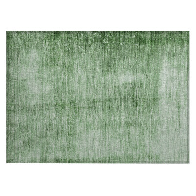 Machine Washable Indoor/Outdoor Xhevrie Green Rug