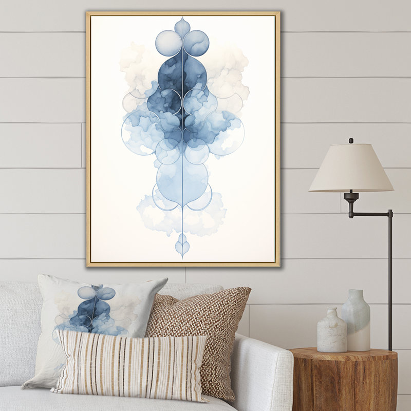 «Ethereal Blue Watercolor Bliss I», reproduction d'art abstrait, 20" H x 12" W, Silver Picture Framed