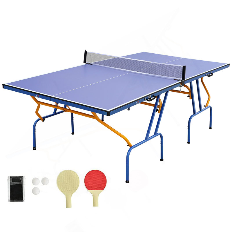 Table de ping-pong pliable et portable 8 pi x 4 pi avec 2 raquettes de tennis de table, 3 balles et filet pour l'intérieur et l'extérieur