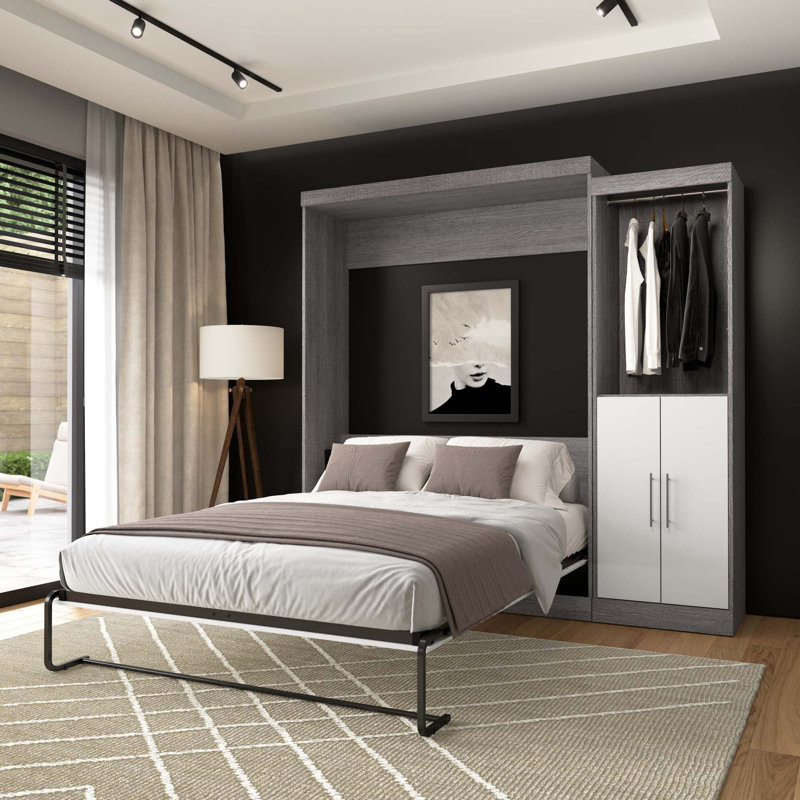 Velora Murphy Storage Bed, Bark Gray & White, Queen