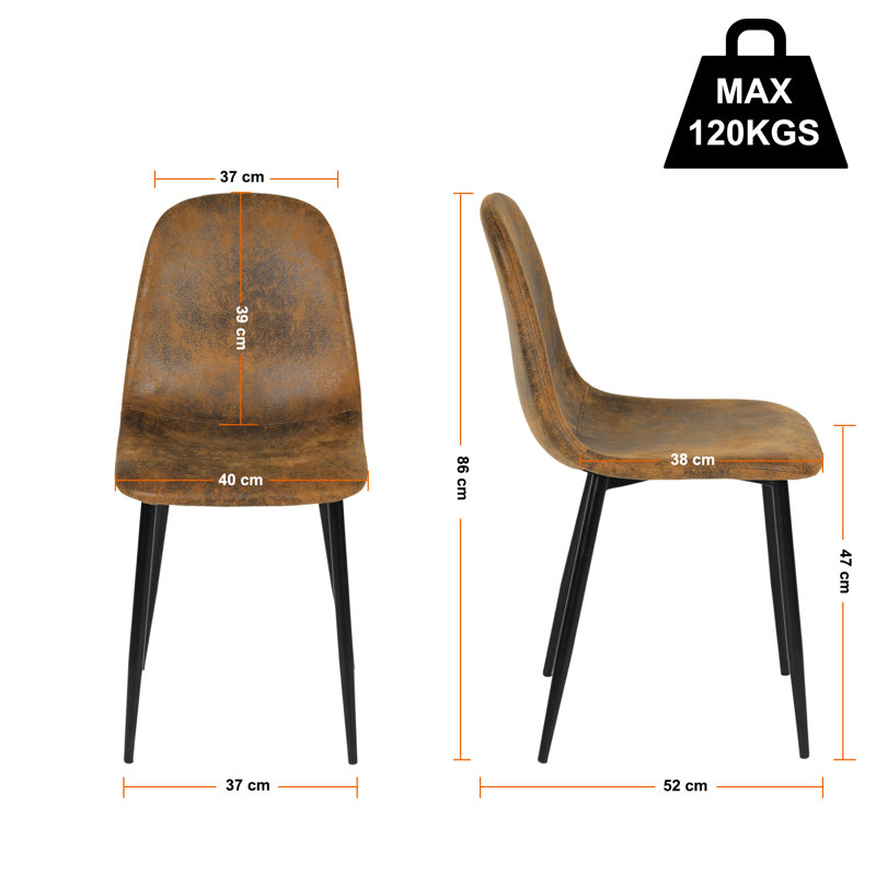 Upholstered Dining Chair, Brown Suede