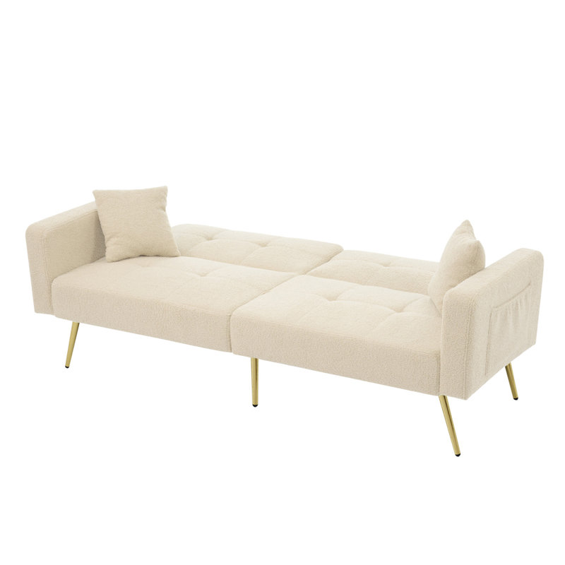 176cm Upholstered Convertible Sofa, Beige