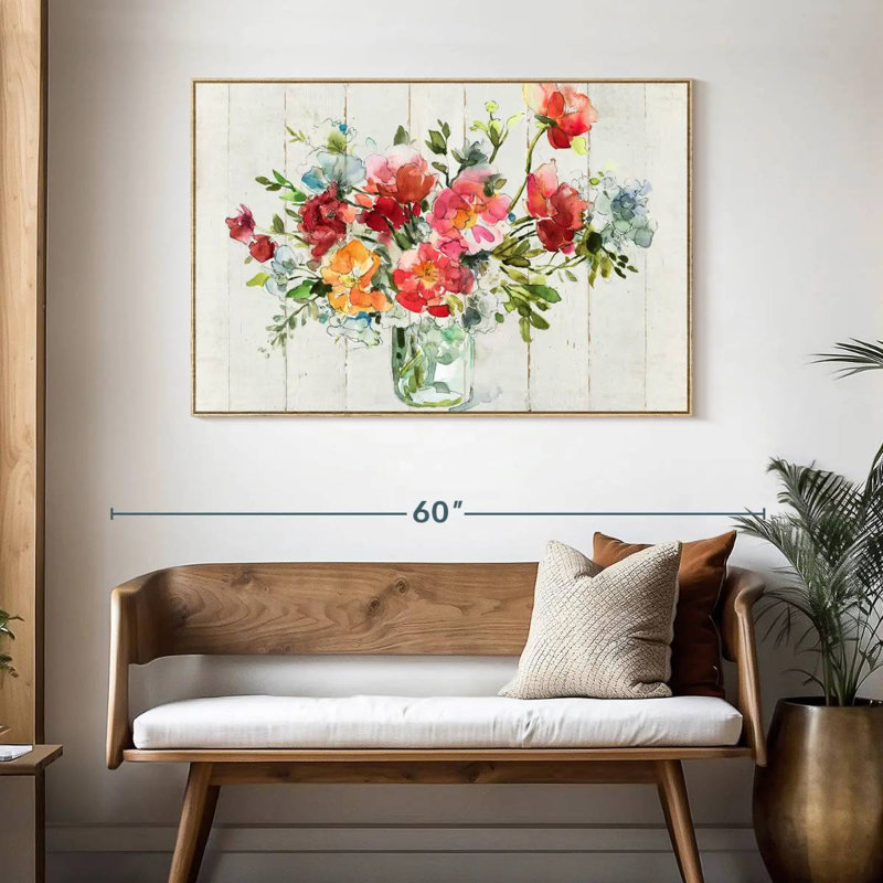 My Summer Garden I, Cadre flottant en bois naturel, 46 po x 31 po