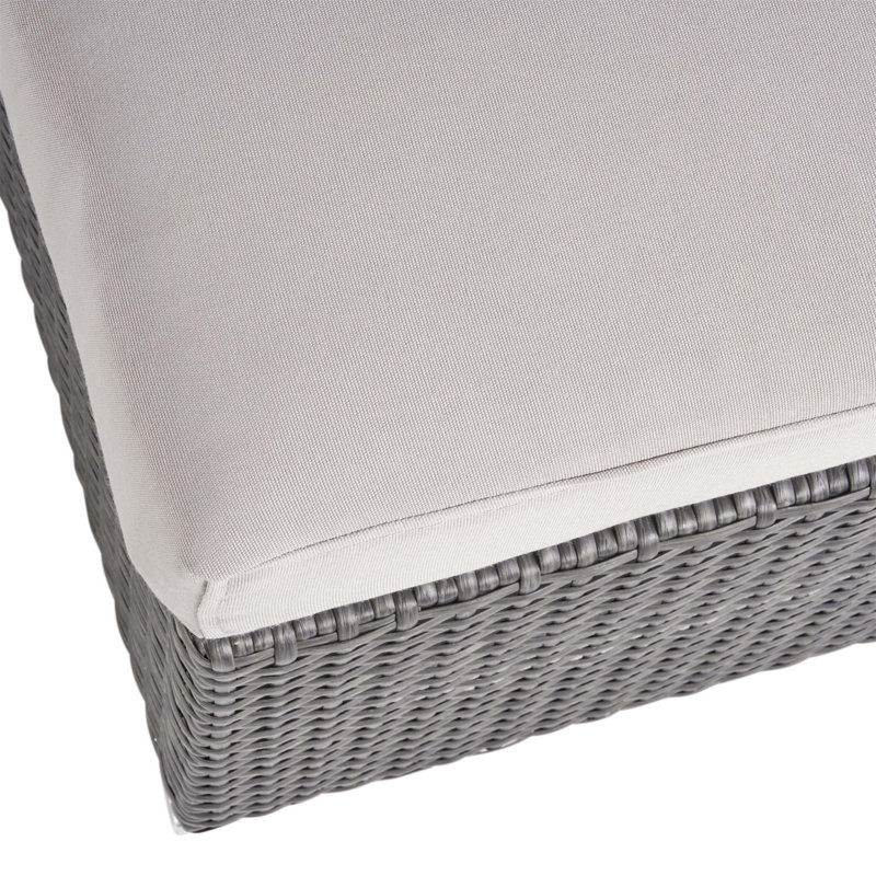 SANTA ROSA Outdoor Wicker Ottoman With Cushion, No Assembly Required, Perfect For Patio And Deck Relaxation, Gray