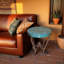 24" Round Artisan Crafted Oxidized Copper Side Table - Wrought Iron Base