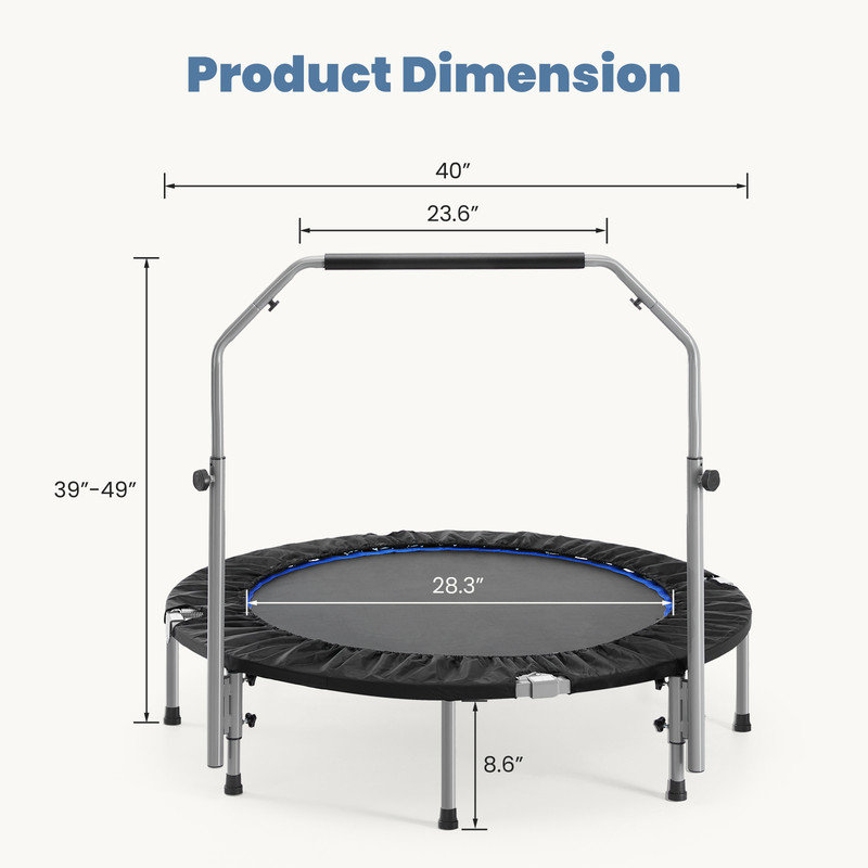 Trampoline de forme physique pliable 40 po avec guidon