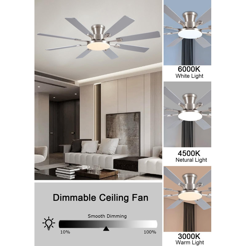 Ventilateur de plafond 60 pouces avec lumières, Nickel