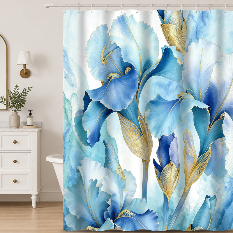 Rideaux de douche avec crochets inclus, Blue Floral