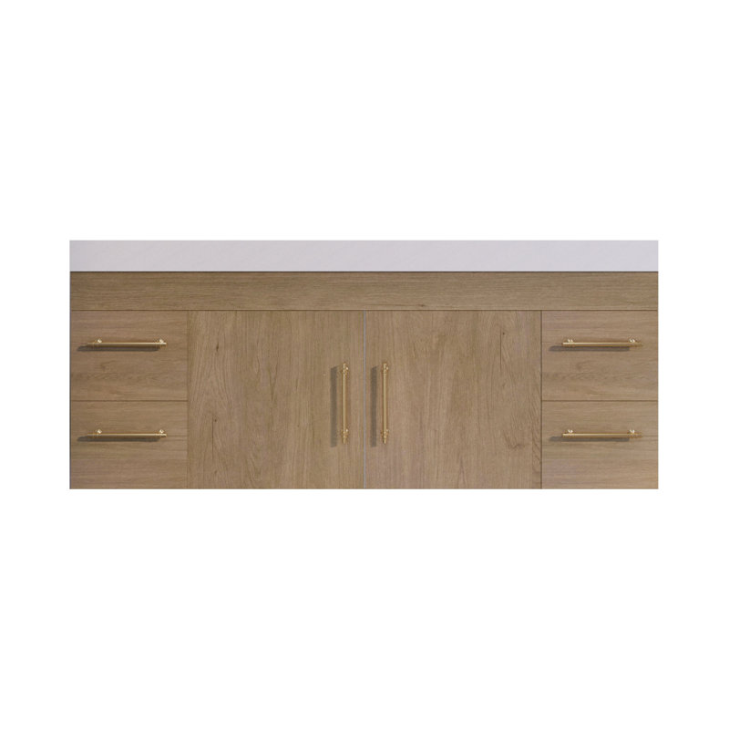 Ensemble de meuble-lavabo double mural 71 "Spring, Chêne blanc