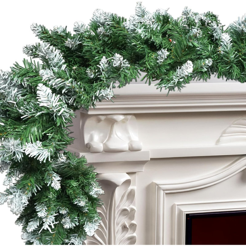 270 cm (9ft) Snow Tipped Green Garland Christmas for Home Decoration, Artificial Garlands for Xmas Tree Stairs Fireplaces Garden Decor, Mantelpiece Christmas Decoration