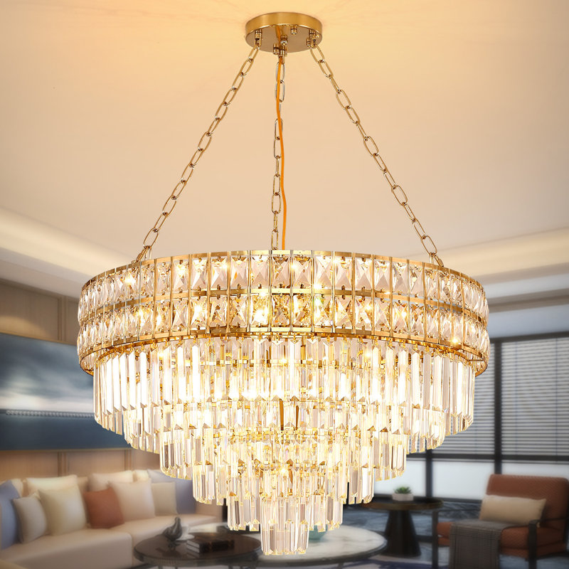 Imma Crystal Empire Chandelier, 42.5" H x 29.5" W x 29.5" D, Gold