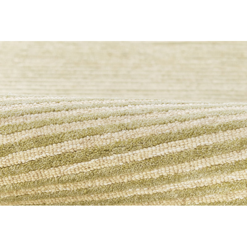 Tapis Philip en laine rayée verte tuftée à la main, 69 cm x 244 cm (2 pi 3 po x 8 pi), Tapis de couloir 2 pi 3 po x 8 pi