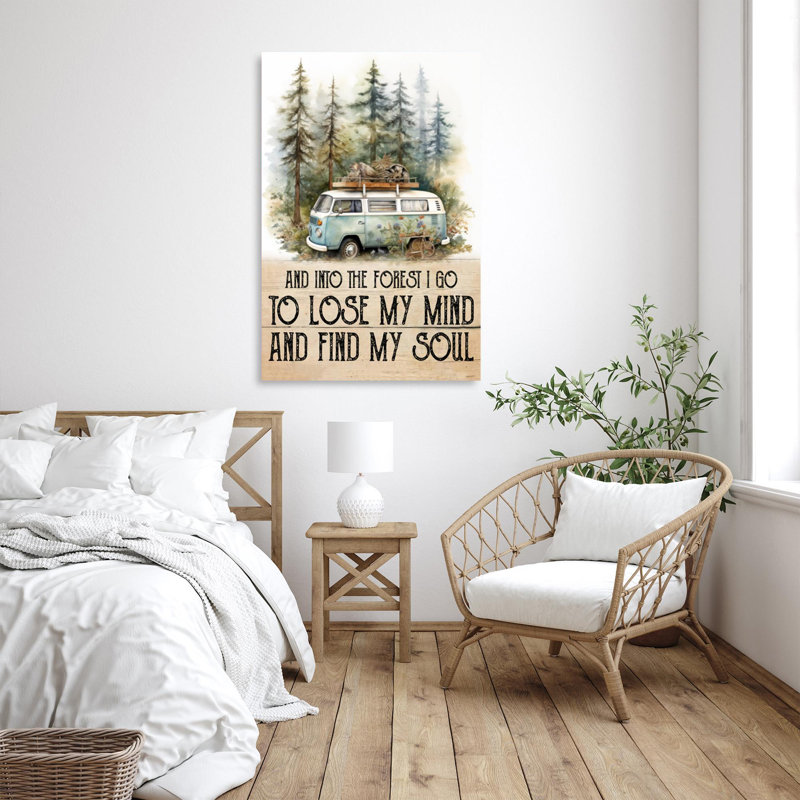 " Camping And Into The Forest - 1 Piece Rectangle Graphic Art Print On Wrapped Canvas ", L 24 po x H 36 po