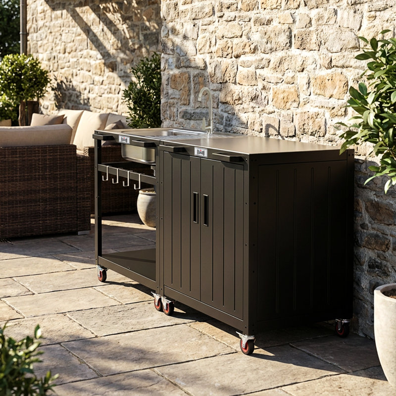 Feasto Outdoor Kitchen Series 304 Stainless Steel Freestanding Kitchen Grill Cart with Cabinet
