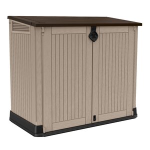 Keter Store-It-Out MIDI 4.3x3.7 ft. Durable Resin Outdoor Storage Shed With Floor and Double Doors for Garden Patio Furniture and Tools, Brown