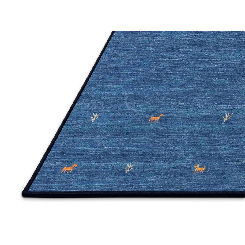 Tapis de zone bleu contemporain Bridgit, Rectangle 2 pi x 3 pi