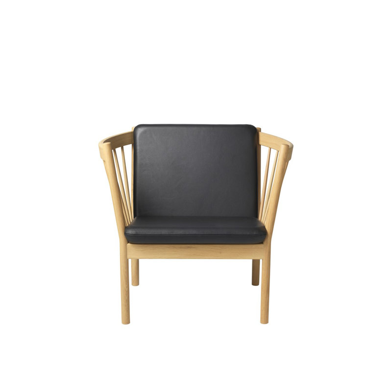 J146 Barrel Chair, Black Leather